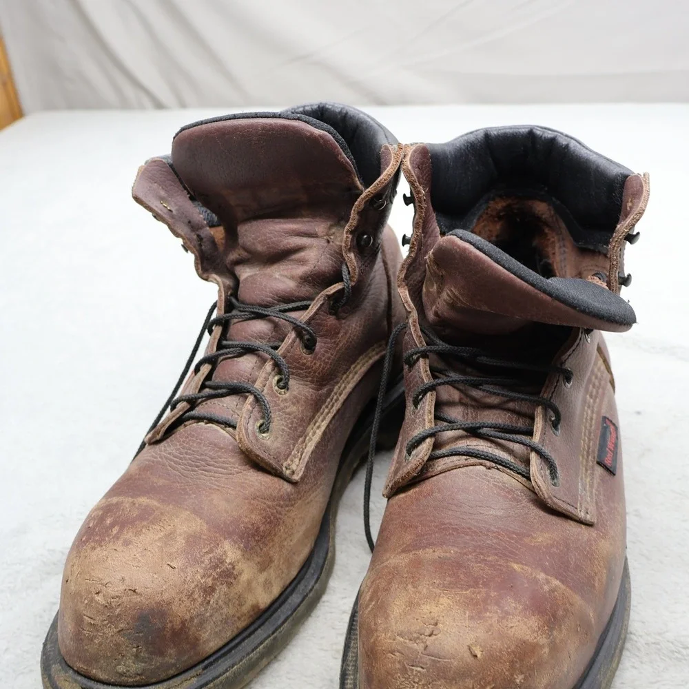 Red Wing Mens 13 Work Boots Brown Leather Steel Toe Safety Waterproof USA Made - Picture 11 of 16